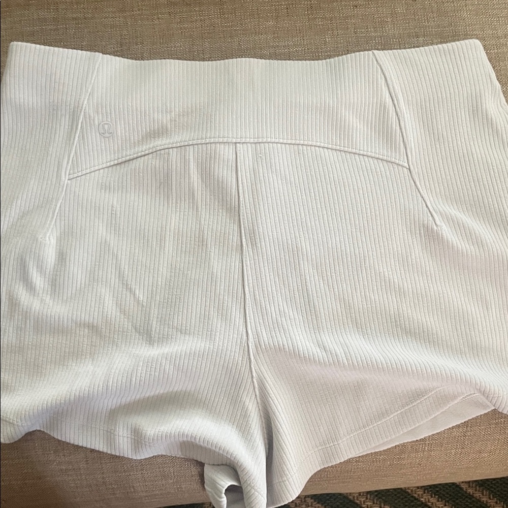 lululemon athletica High Waist White Ribbed Shorts